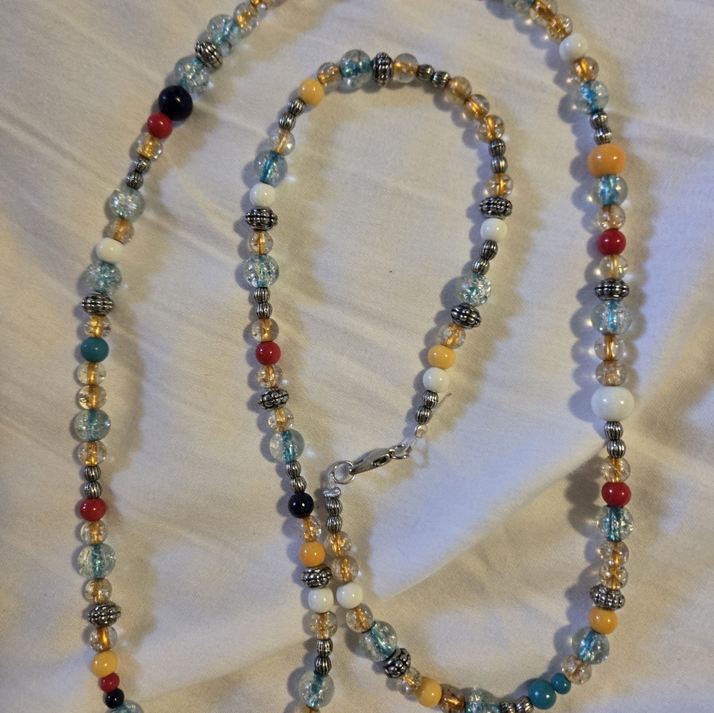 Multi Color Beaded Glass Necklace